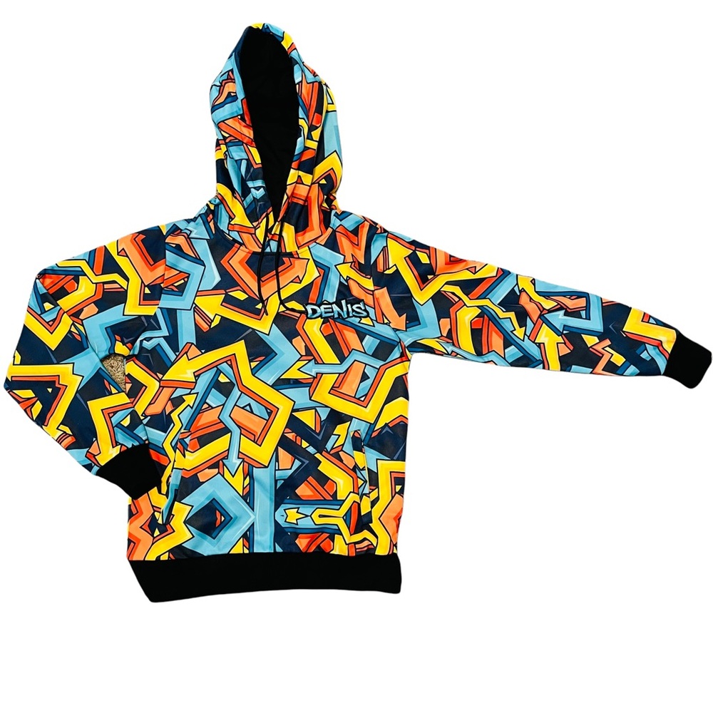 DENIS Graffiti Hoodie ~ Men's Small Multicolored *